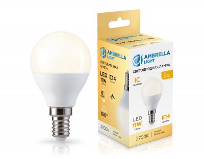 Лампа светодиодная Шар P45 11W 2700K Ambrella 451113 LED P45 11W IC E14 2700K 175-265V
