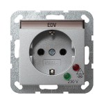 Gira S-55 Алюминий Розетка с/з с защитой от перенапряжения (G45126)