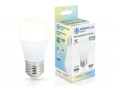 Лампа светодиодная Шар G45 13W 4000K Ambrella 451304 LED G45 13W IC E27 4000K 175-265V