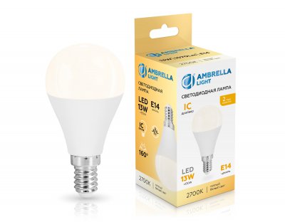 Лампа светодиодная Шар P45 13W 2700K Ambrella 451313 LED P45 13W IC E14 2700K 175-265V