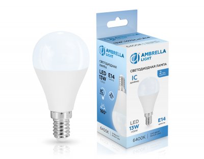 Лампа светодиодная Шар P45 13W 6400K Ambrella 451316 LED P45 13W IC E14 6400K 175-265V