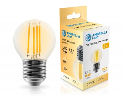 Лампа светодиодная Шар G45 15W 2700K Ambrella 451523 Filament LED G45 15W E27 2700K 220-240V