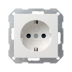 Gira S-55 Бел глянц Розетка с/з с защитными шторками (G45303)