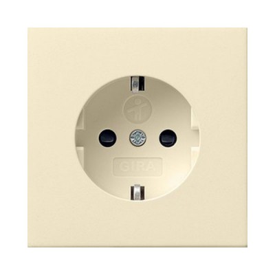 Gira F100 Крем глянц Розетка с/з с защитными шторками (G453111)