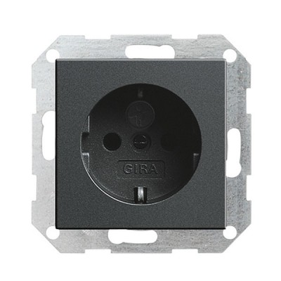 Gira S-55 Антрацит Розетка с/з с защитными шторками (G45328)