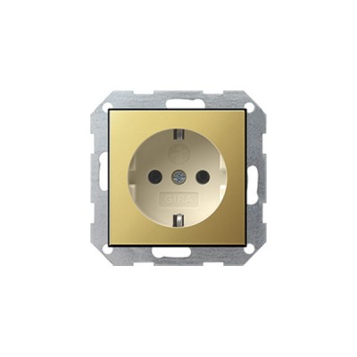 Gira S-55 Латунь/Крем Розетка с/з с защитными шторками (G453614)