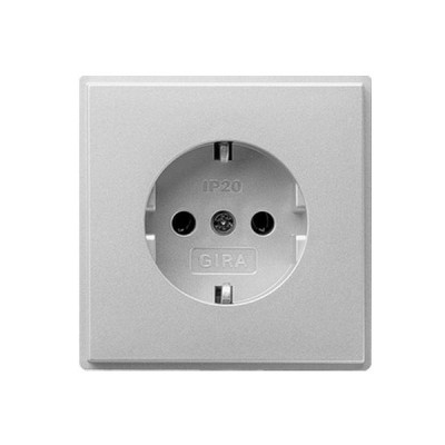 Gira TX-44 Алюминий Розетка с/з с защитными шторками и пиктограммой (G45365)