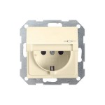 Gira S-55 Крем глянц Розетка с/з с крышкой (G45401)