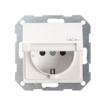 Gira S-55 Бел глянц Розетка с/з с крышкой (G45403)