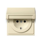 Gira F100 Крем глянц Розетка с/з с крышкой (G454111)