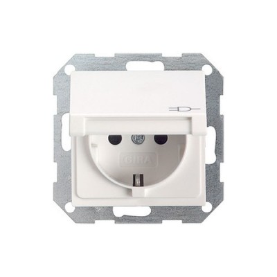 Gira S-55 Бел Розетка с/з с крышкой (G45427)
