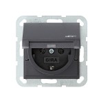 Gira S-55 Антрацит Розетка с/з с крышкой (G45428)