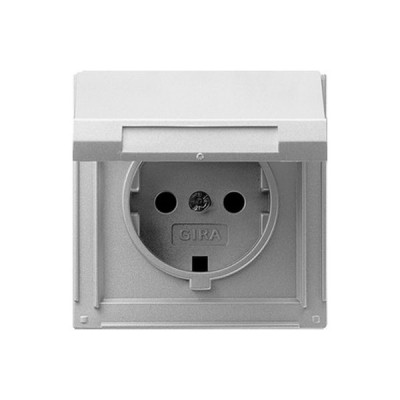 Gira TX-44 Алюминий Розетка с/з с крышкой (G45465)