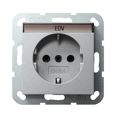 Gira S-55 Алюминий Розетка с/з с полем для надписи (G45726)