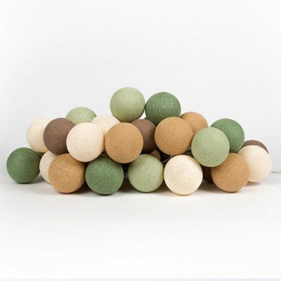 Гирлянда хлопковые фонарики Сotton Ball Forest Green Loft Concept 46.033-2