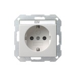 Gira S-55 Бел глянц Розетка с/з с защитными шторками и полем для надписи (G46203)