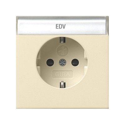 Gira F100 Крем глянц Розетка с/з с полем для надписи (G462111)