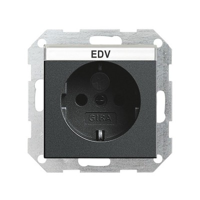 Gira S-55 Антрацит Розетка с/з с защитными шторками и полем для надписи (G46228)