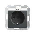 Gira S-55 Антрацит Розетка с/з с защитными шторками и полем для надписи (G46228)