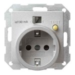 Gira S-55 Алюминий Розетка с УЗО, ток утечки 30 мА (G47726)