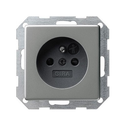 Gira E22 Сталь Розетка с/з и защитой от детей "Французский стандарт" (G48520)