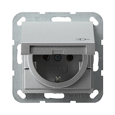 Gira S-55 Антрацит Розетка с/з и крышкой, с защитными шторками (G48828)