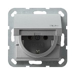 Gira S-55 Антрацит Розетка с/з и крышкой, с защитными шторками (G48828)