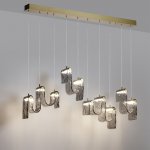 5106/52L L-VISION  ODL26 золотой брашинг/дымчатый металл/стекло Люстра линейная LED x 52W 4000K FLOW