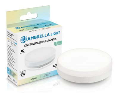 Светодиодная лампа GX53 9W 4000K Ambrella 530904 LED GX53 9W IC 4000K 175-265V