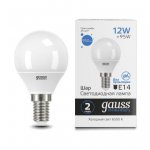 Лампа Gauss Elementary Шар 12W 950lm 6500K Е14 LED (53132)