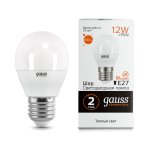 Лампа Gauss LED Elementary Шар 12W 880lm E27 3000K (53212)