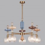 5414/5 MODERN ODL_EX26 античная бронза/терракот/синий/бежевый/коричневый/металл/керамика Люстра E14 5*40W TERRA