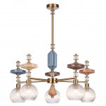 5414/5 MODERN ODL_EX26 античная бронза/терракот/синий/бежевый/коричневый/металл/керамика Люстра E14 5*40W TERRA