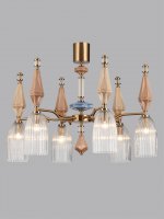 5414/6 MODERN ODL_EX26 античная бронза/терракот/синий/бежевый/металл/керамика Люстра E14 6*40W TERRA