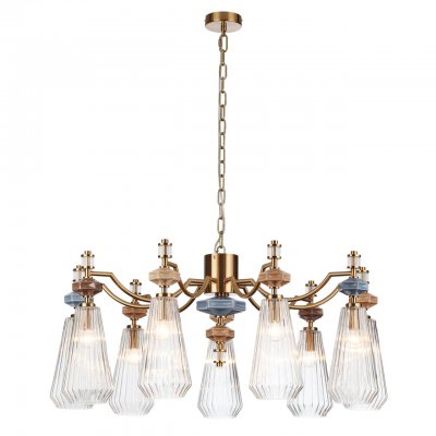 5414/9 MODERN ODL_EX26 античная бронза/терракот/синий/бежевый/коричневый/металл/керамика Люстра E14 9*40W TERRA