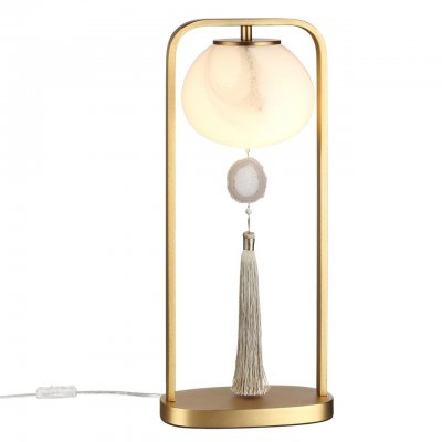 5432/1T MODERN ODL_EX26 золотой(под латунь)/стекло/кисточка/агат Настольная лампа E14 1*40W FIOLENT