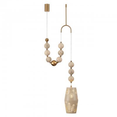 5444/1B PENDANT ODL_EX26 бежевый/античная бронза/металл/керамика Подвес с держателем E27 1*40W KARELIA