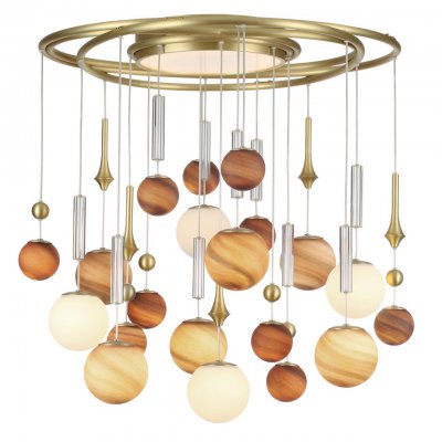 5457/21C MODERN ODL_EX26 светлая сатин.латунь/белый/бежевый/коричневый/металл/стекло Люстра потолочная G9 x 20 x 5W + LED 20W 2500K CALLISTO