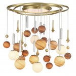 5457/21C MODERN ODL_EX26 светлая сатин.латунь/белый/бежевый/коричневый/металл/стекло Люстра потолочная G9 x 20 x 5W + LED 20W 2500K CALLISTO