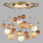 5457/21C MODERN ODL_EX26 светлая сатин.латунь/белый/бежевый/коричневый/металл/стекло Люстра потолочная G9 x 20 x 5W + LED 20W 2500K CALLISTO