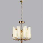 5467/35L MODERN ODL_EX26 белый/коричневый/античная бронза/металл/стекло/декор металл Люстра LED x 35W (5W*7) 3000K LION