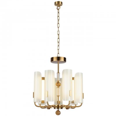 5467/35L MODERN ODL_EX26 белый/коричневый/античная бронза/металл/стекло/декор металл Люстра LED x 35W (5W*7) 3000K LION