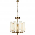 5467/35L MODERN ODL_EX26 белый/коричневый/античная бронза/металл/стекло/декор металл Люстра LED x 35W (5W*7) 3000K LION