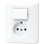 JUNG CD ударопр. Бел Розетка SCHUKO 16 А-АС/250 V + Выключатель универ 10А/250 V (5546EUWW)