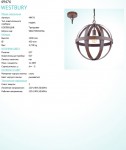 Подвесный светильник Eglo 49476 WESTBURY