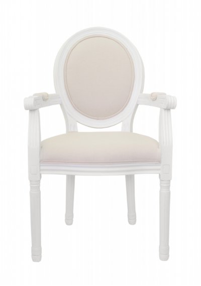 Мягкий стул с подлокотниками Volker Arm Beige and White MAK interior 5KS24505-W Бежевый, белый