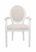 Мягкий стул с подлокотниками Volker Arm Beige and White MAK interior 5KS24505-W Бежевый, белый