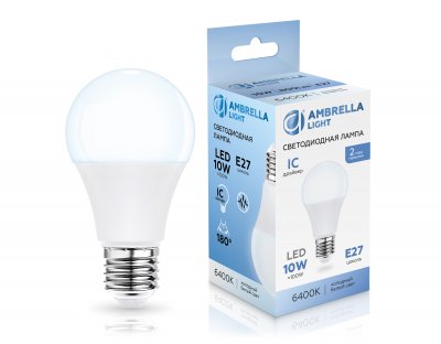 Лампа светодиодная Лон A60 10W 6400K Ambrella 601006 LED A60 10W IC E27 6400K 175-265V