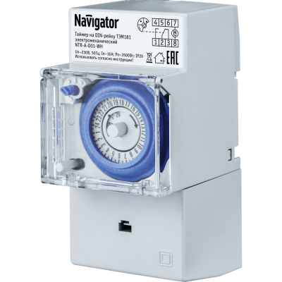 Таймер Navigator 61 560 NTR-A-D01-GR на DIN-рейку электромех. Таймер Navigator 61 560 NTR-A-D01-GR на DIN-рейку электромех.