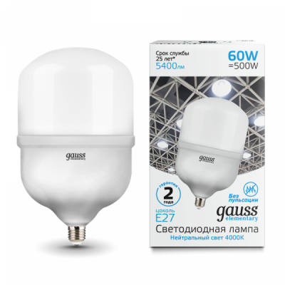Лампа Gauss Elementary LED T160 E27 60W 5400lm 5400lm 180-240V 4000K (63226)